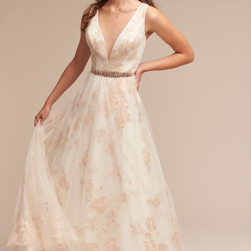 Bhldn Ivy & Aster Lily Floral Bridal Dress/ Gown